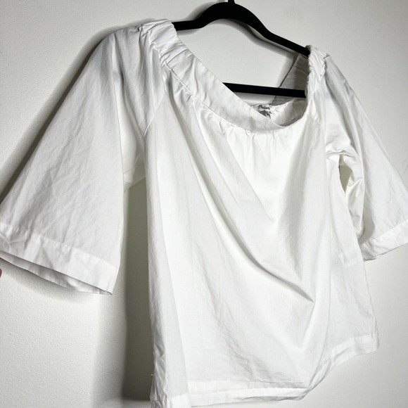Madewell Clean Off the Shoulder White Shirt Blouse Women’s XXS Cotton - Picture 3 of 11